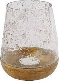 Sfeerlicht druppel glas/hout steenslag dia 15x22cm