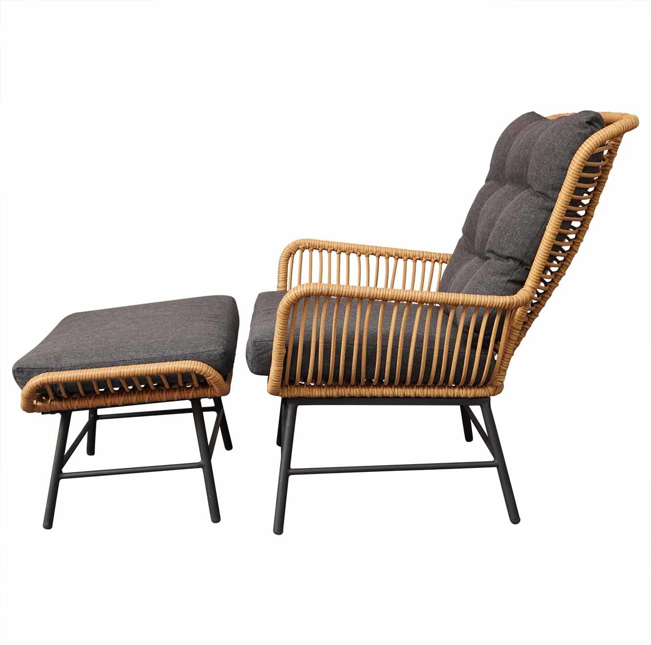 Dex Lounge Chair Bamboe met voetenbank