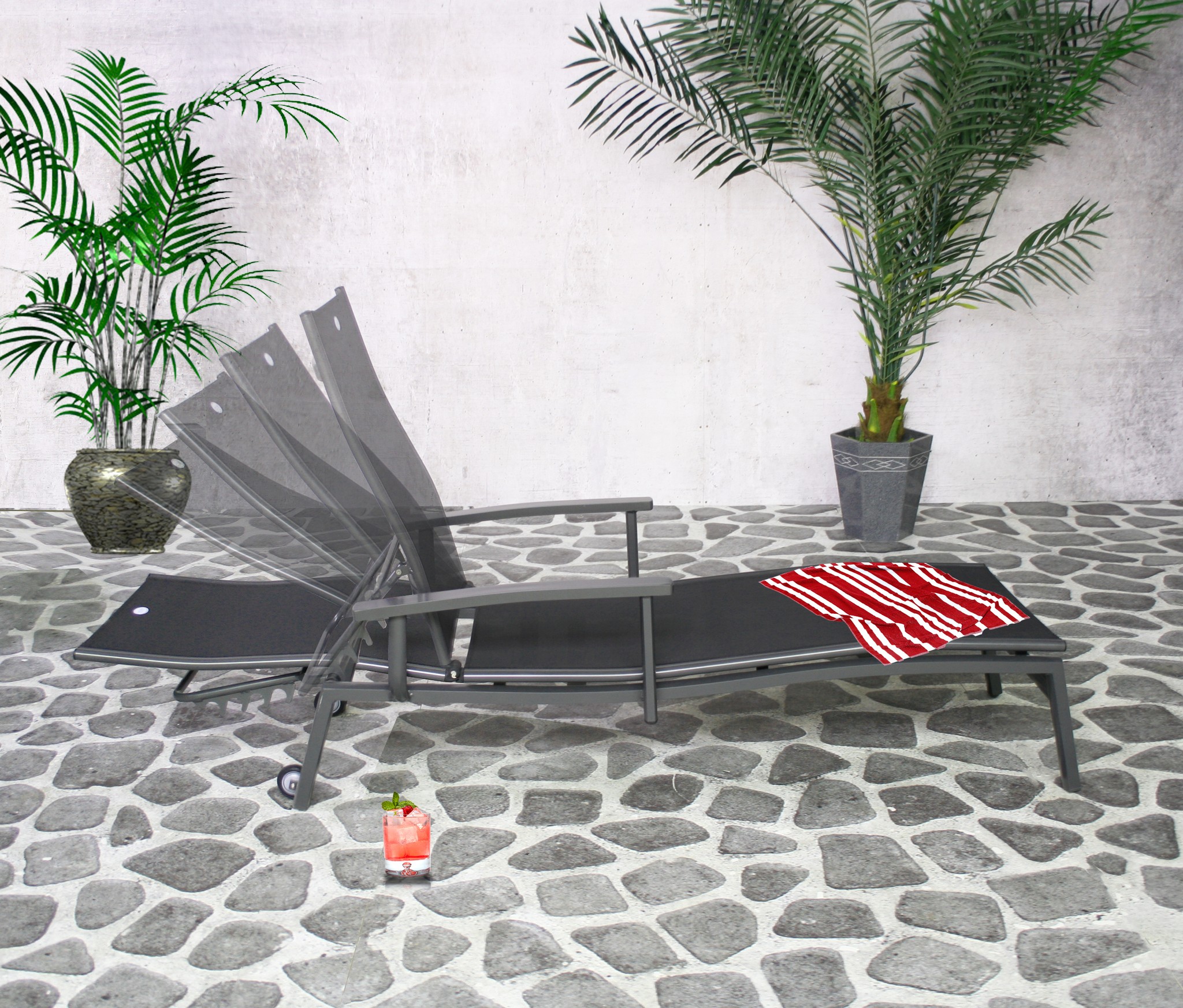 Torino lounger 2x2 black