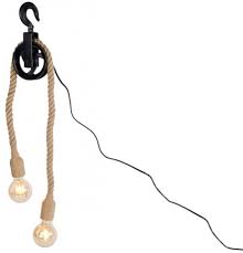 Hanglamp Katrol dubbele fitting zwart metaal
