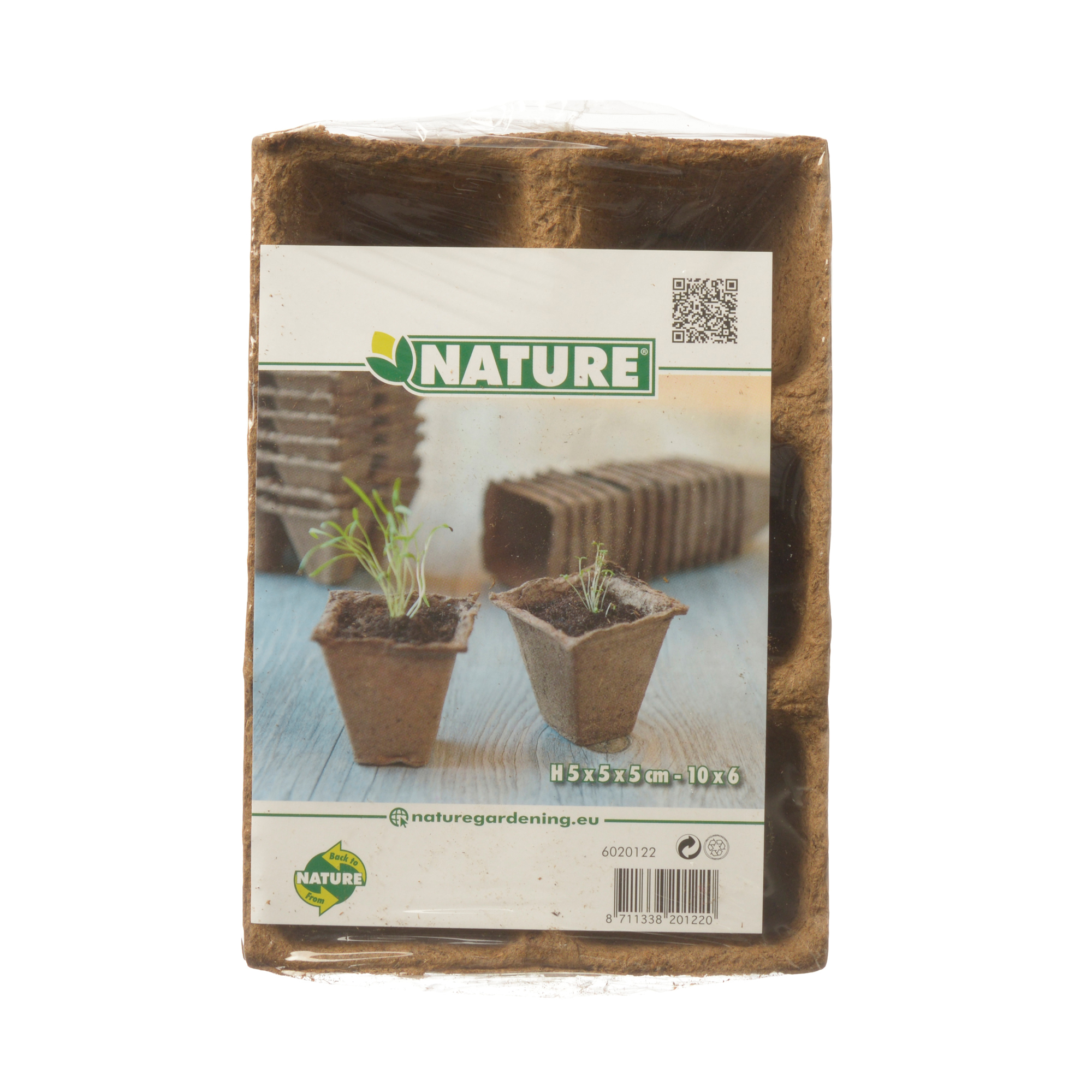 Turfpottrays (6x10 stuks) H5x5x5cm