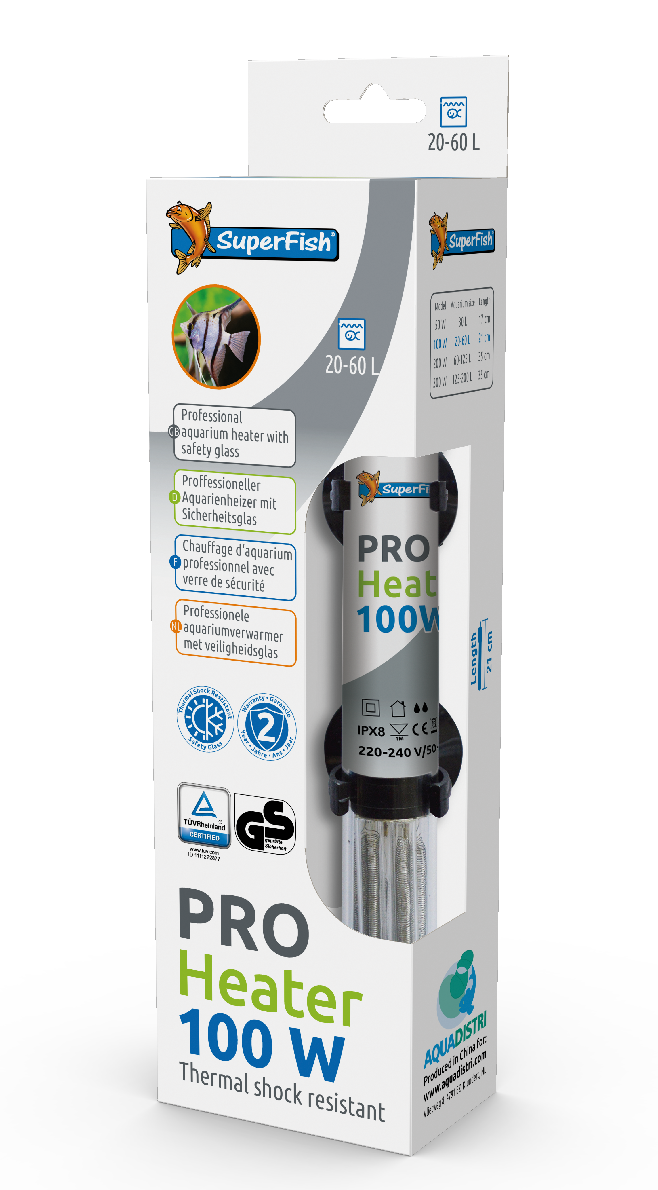 Pro heater 100w 20-60l (21cm)