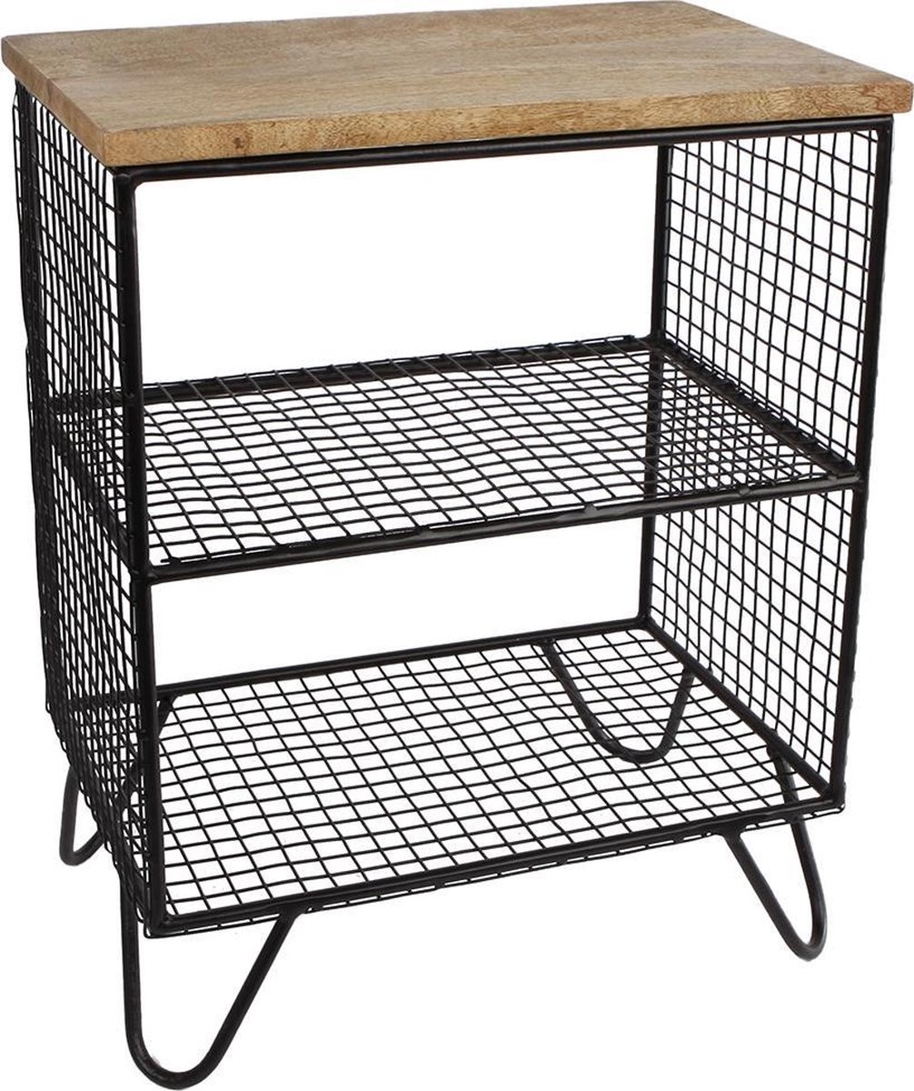 Kabinet "Bernard" naturel/zwart metaal 48x38x25cm