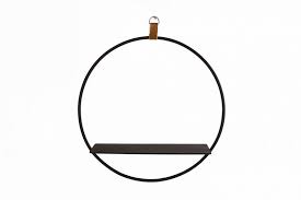 Wandschap rond "Circle"  L zwart metaal 50x50x12cm