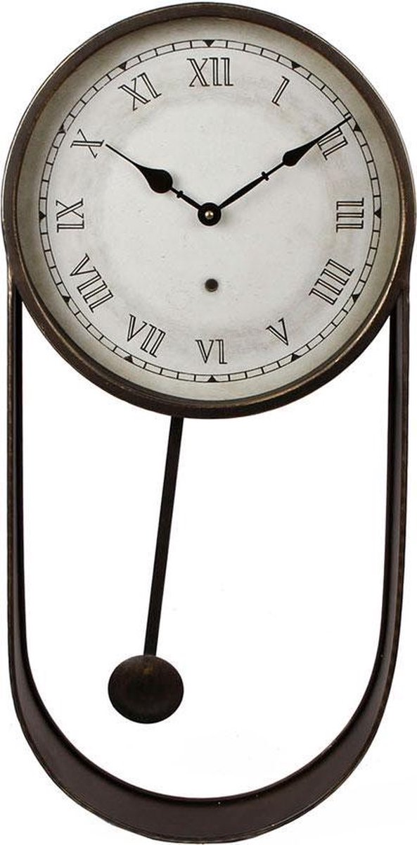 Klok ovaal met pendula messing metaal 30x66x6cm