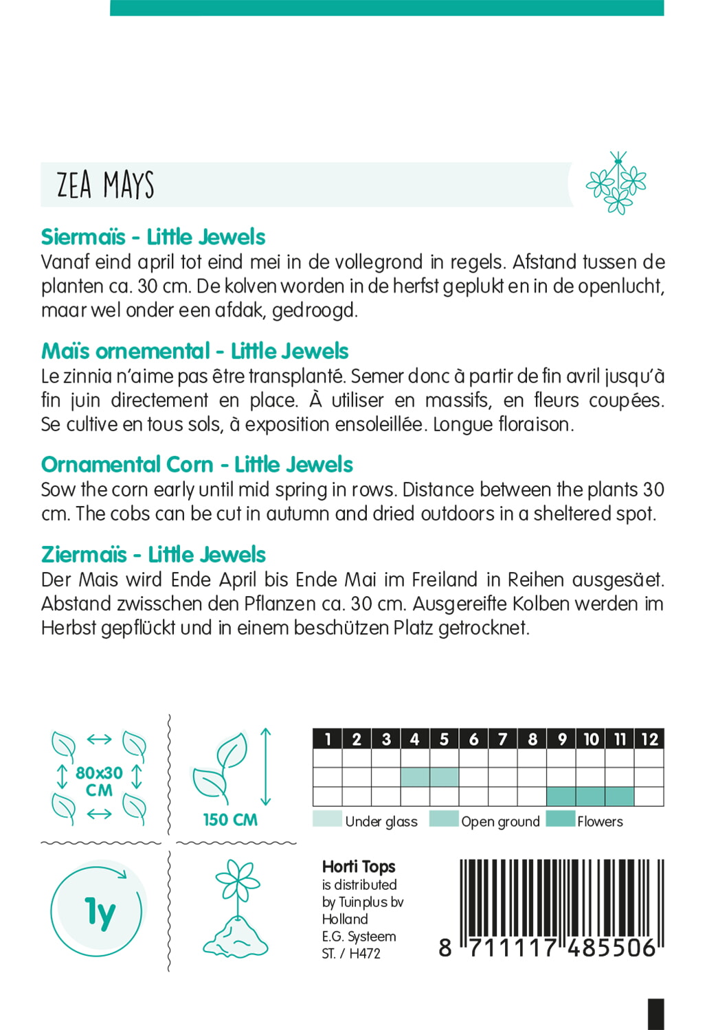 HT Zea mays, Siermais Little Jewels