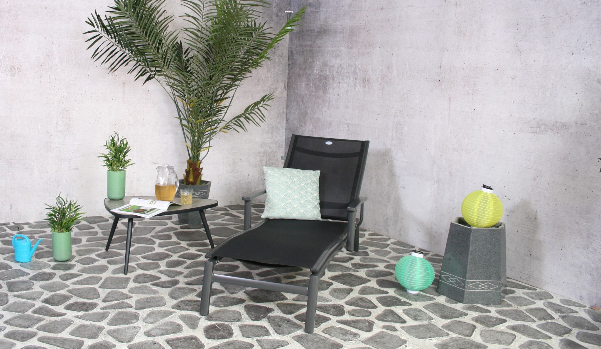 Torino lounger 2x2 black