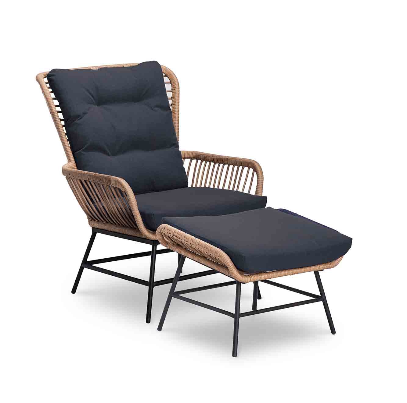 Dex Lounge Chair Bamboe met voetenbank