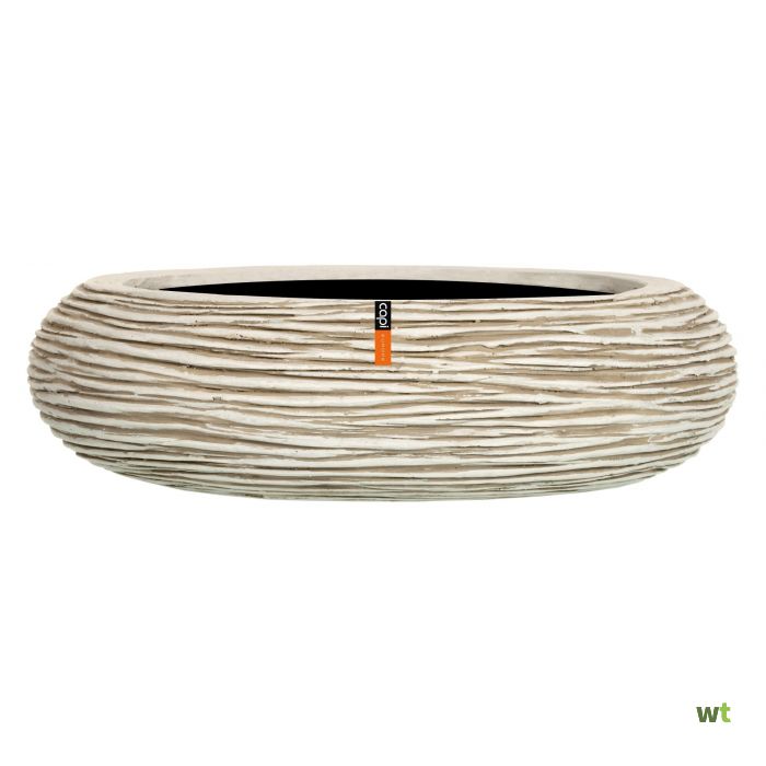 Schaal bol rib 64x21cm. ivoor