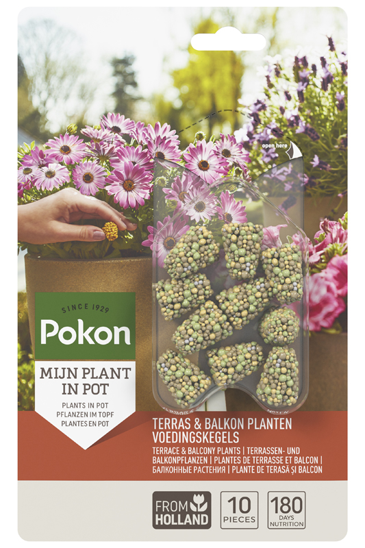 Pokon Terras & Balkon Planten Langwerkende Voedingskegels 10 stuks