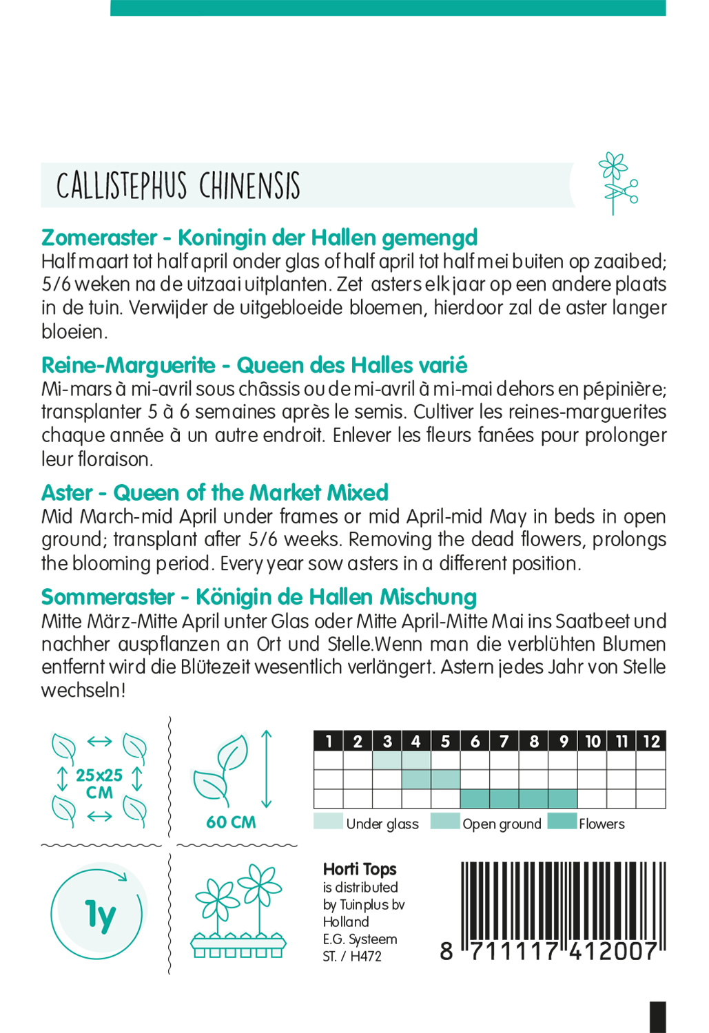 HT Callistephus, Zomeraster Koningin der Hallen gemengd