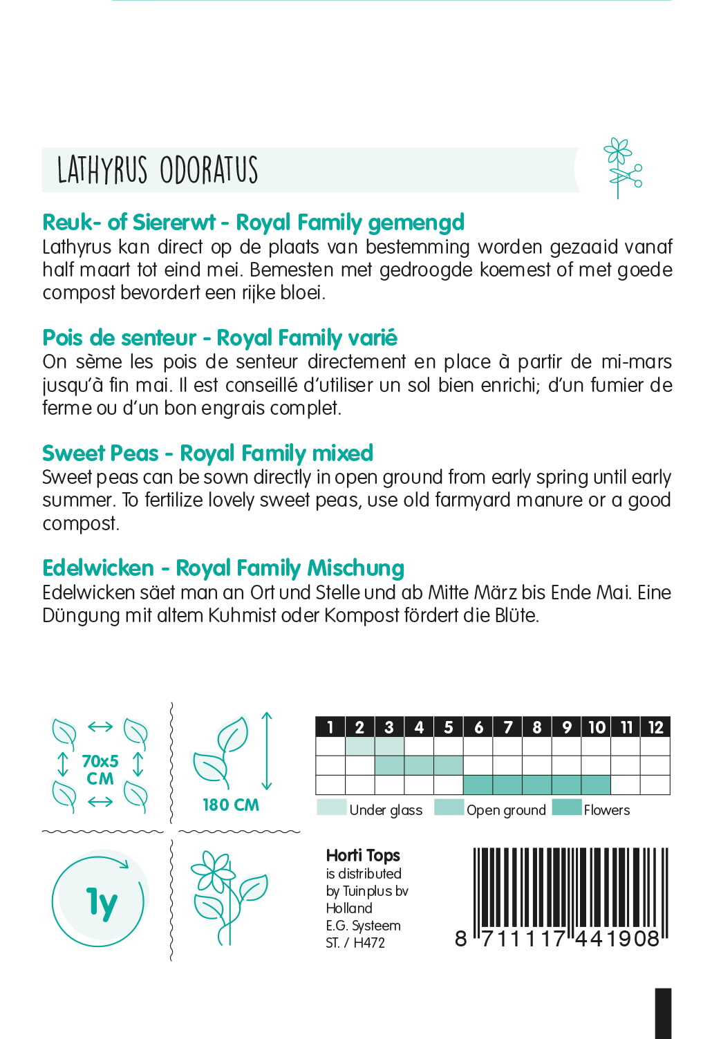 HT Lathyrus, Reuk- of Siererwt Royal Family gemengd