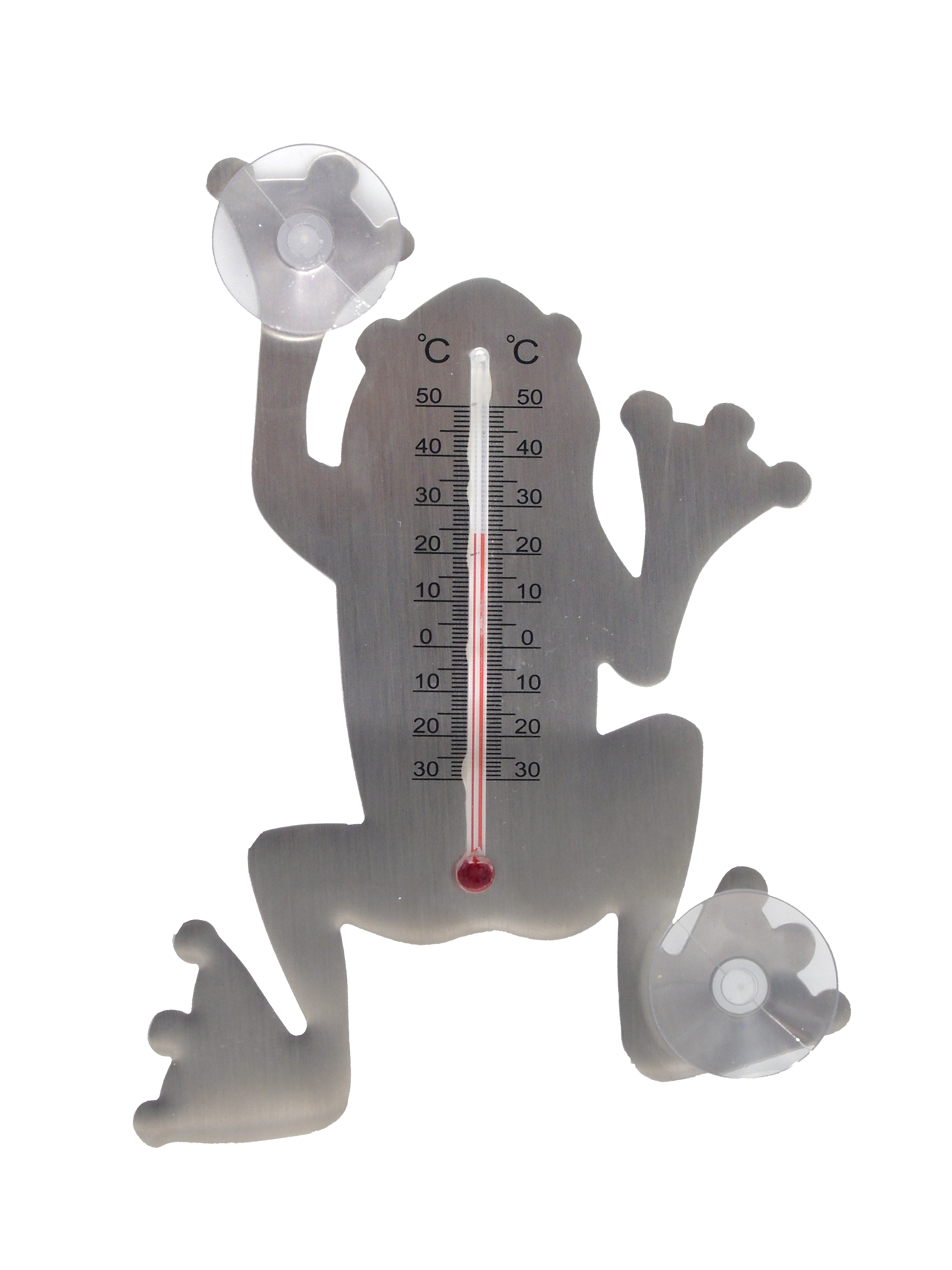 Muurthermometer Metaal met Zuignappen Kikker grijs