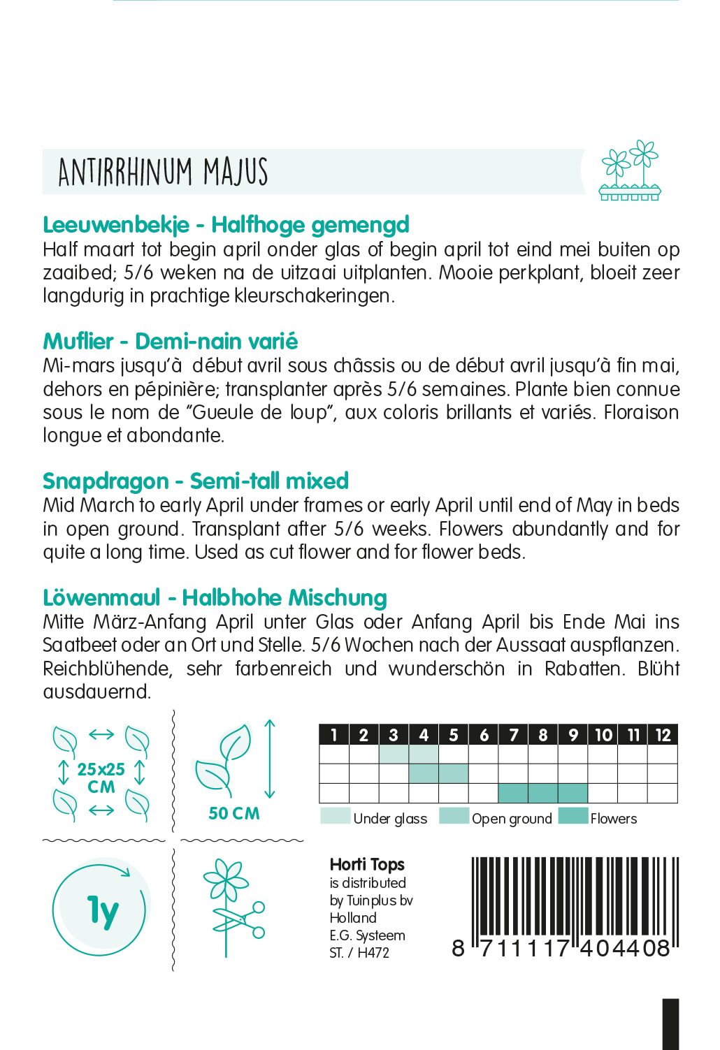 HT Antirrhinum, Leeuwenbekje half-hoge gemengd