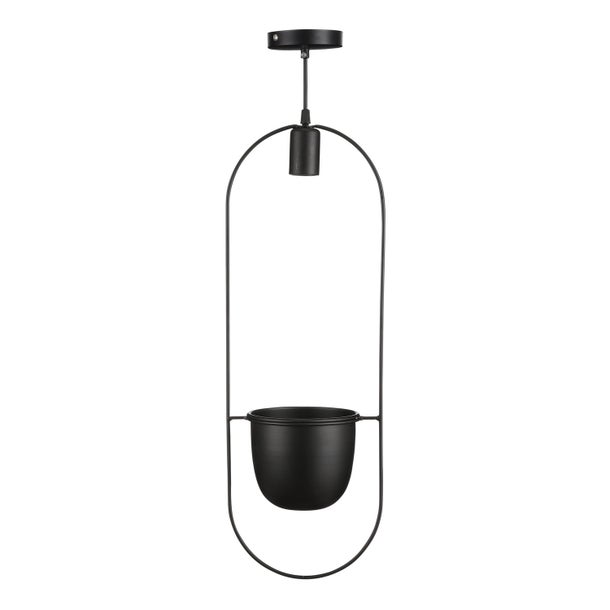 Brett Hanglamp met Bloempot zwart L21 B15 H60