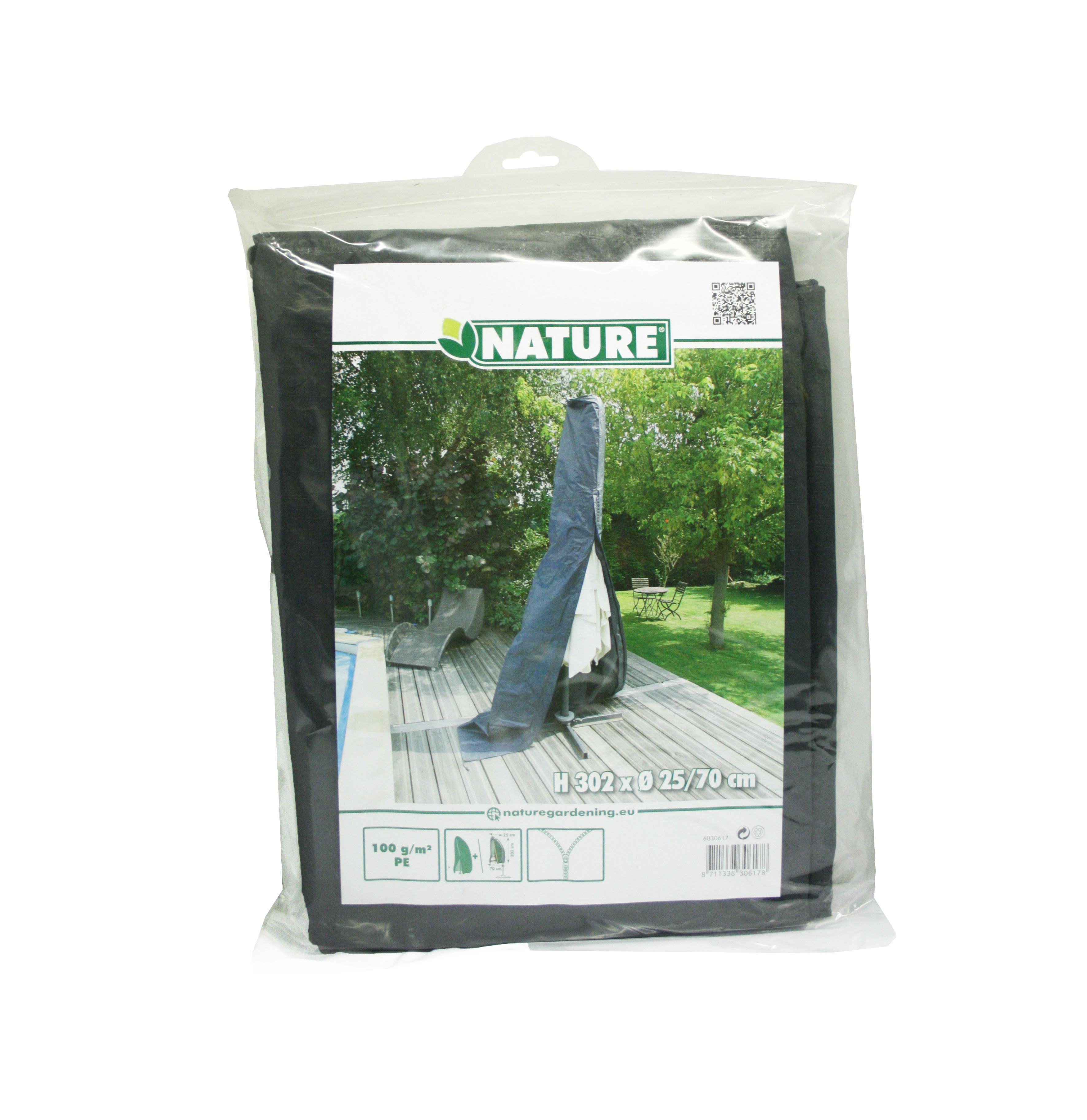 Beschermhoes voor Parasol grijs H302xØ25/70cm