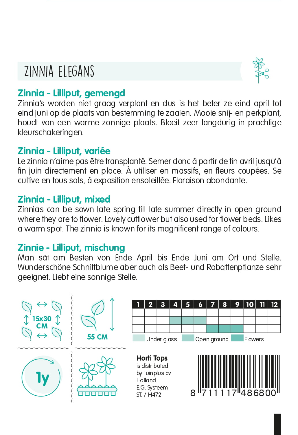 HT Zinnia Liliput gemengd