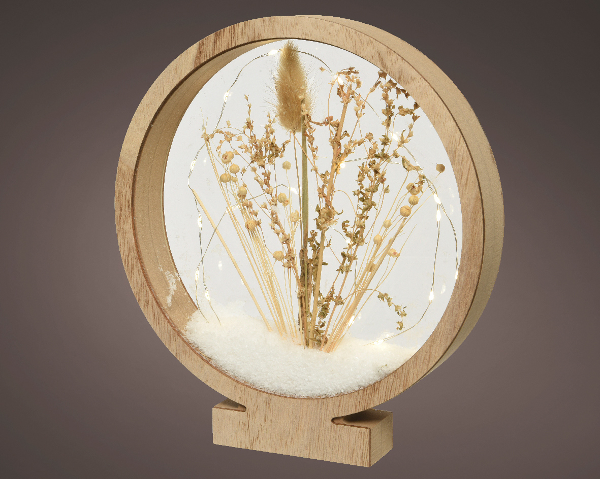 Micro LED frame light naturel droogbloemen warm wit H27,5cm 25L