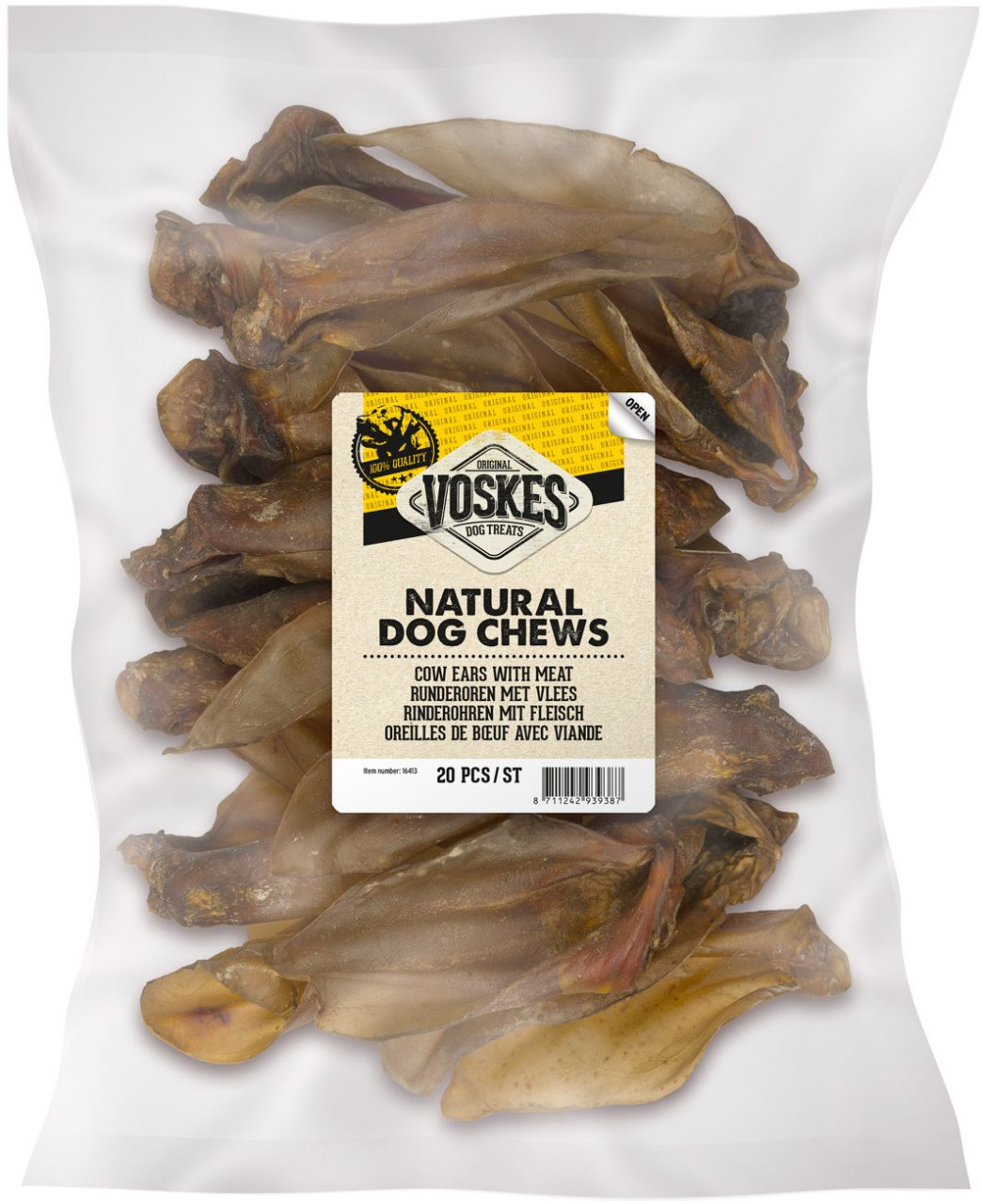 Voskes hond runderoren met vlees promo 20 st