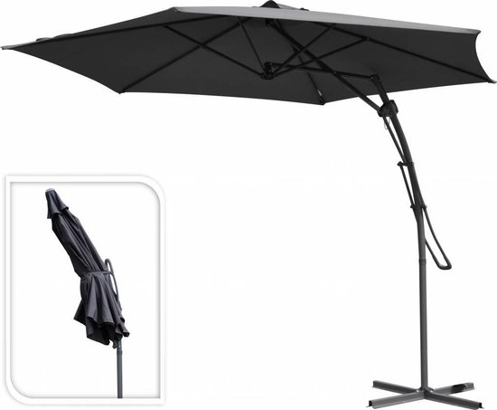 Hangparasol Push Up 300 D.Grijs