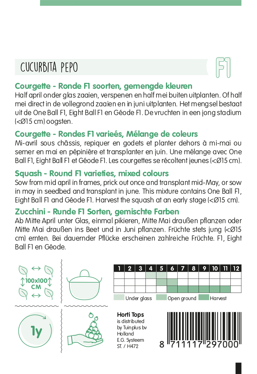 HTS Courgette Ronde F1 soorten, gemengde kleuren