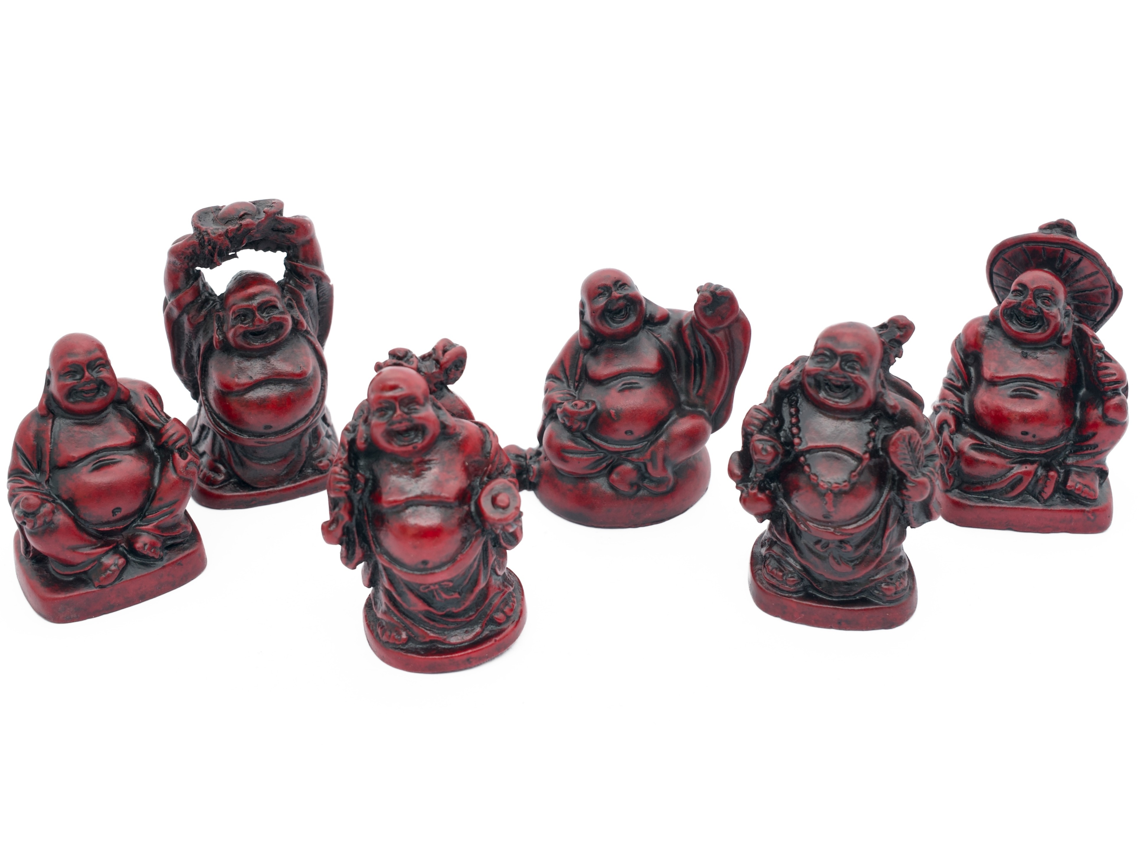 5cm Boeddha set Rood 6 stuks