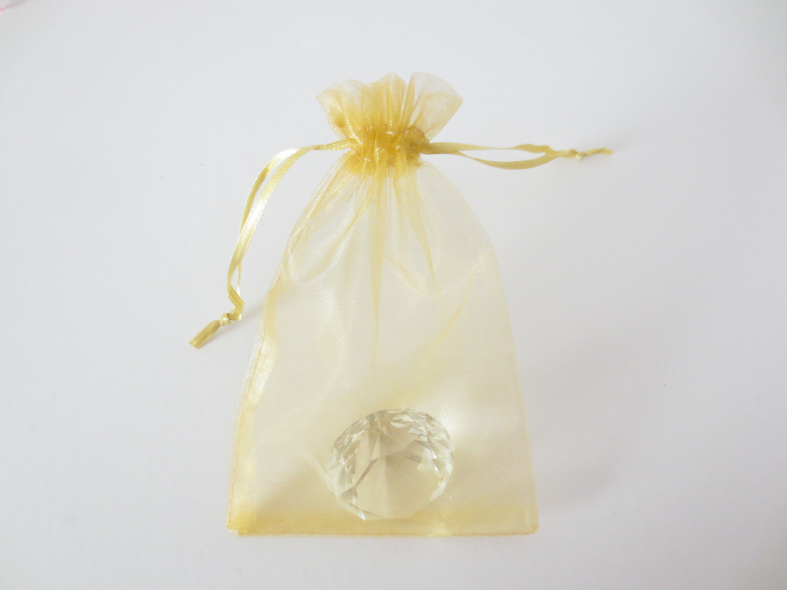 Organza zakjes blanco Goud 7.5 x 10cm (100 stuks)