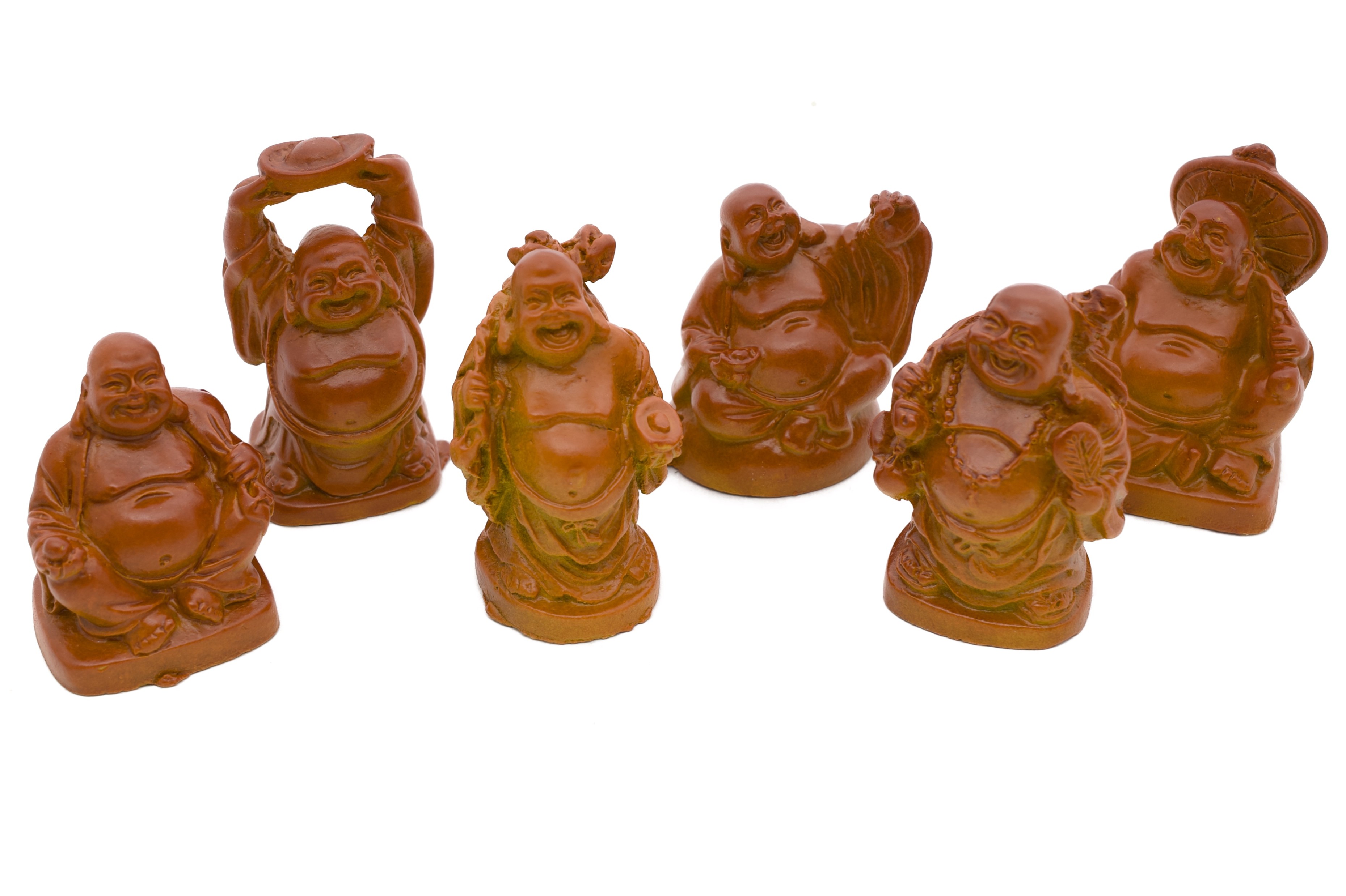 5cm Boeddha set Bruin 6 stuks