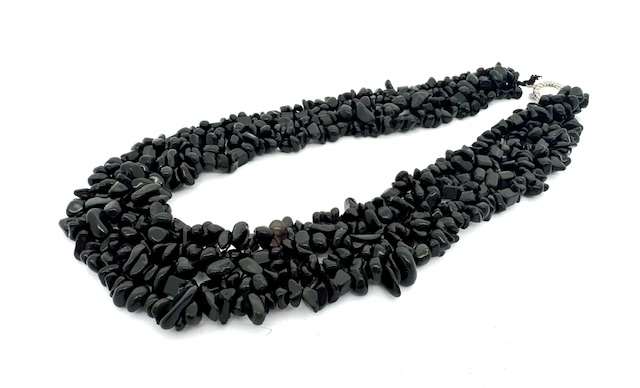 Brede steenketting Zwarte Onyx