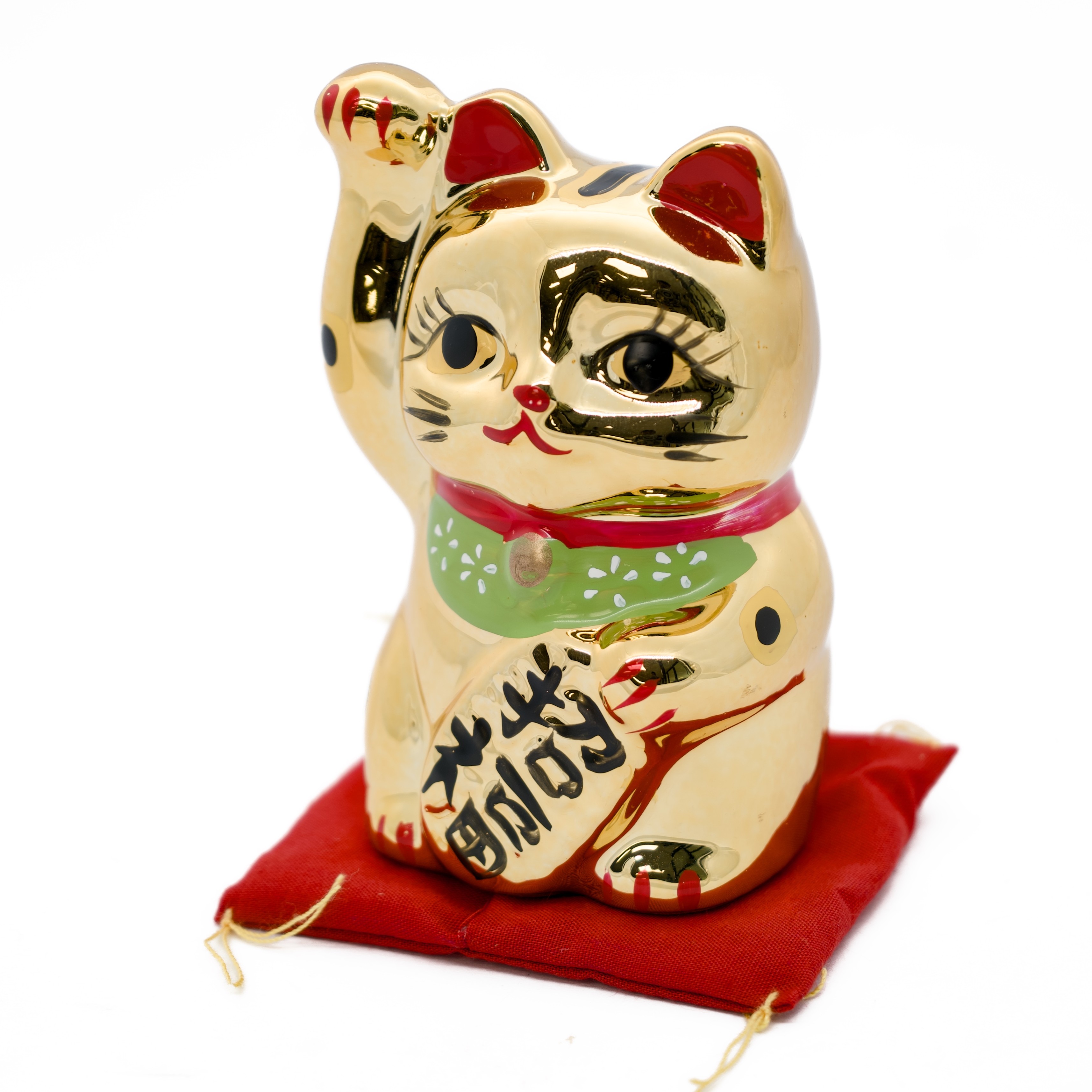 Lucky Cat Goud op kussen