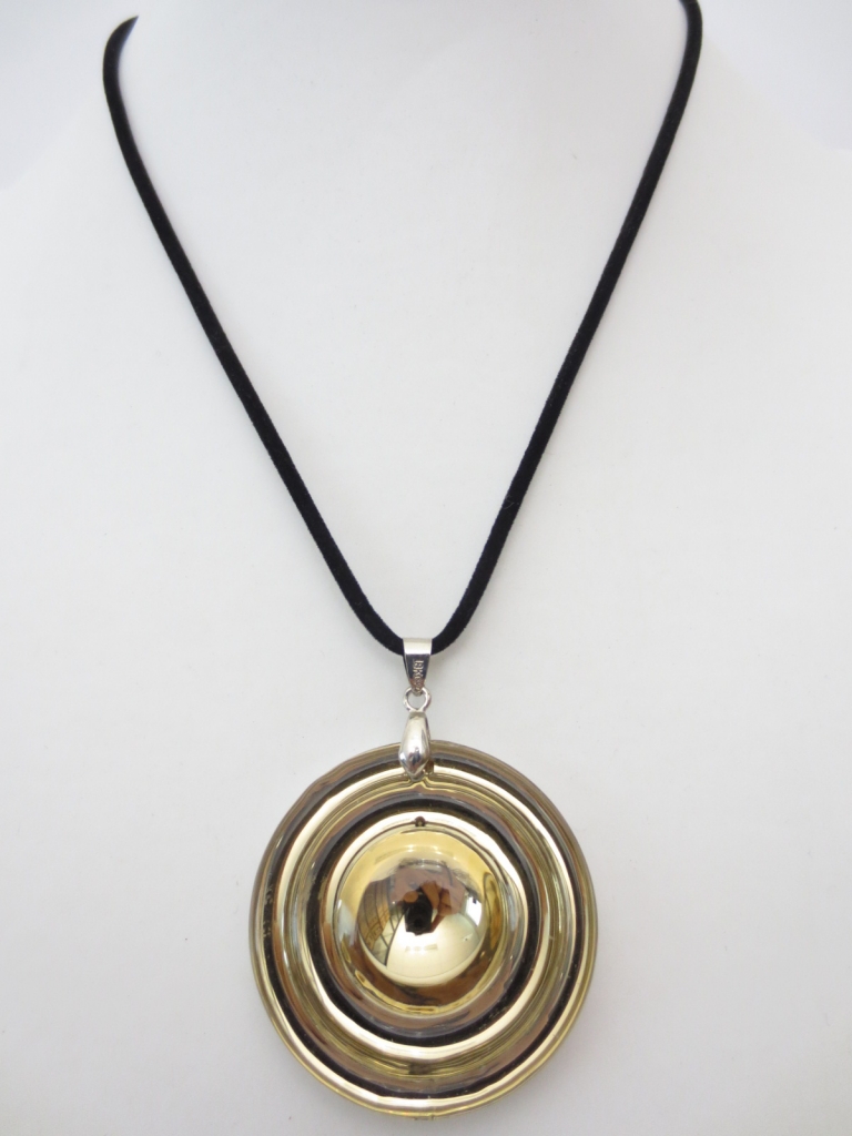 ronde hanger ketting met cirkels koffie bruin