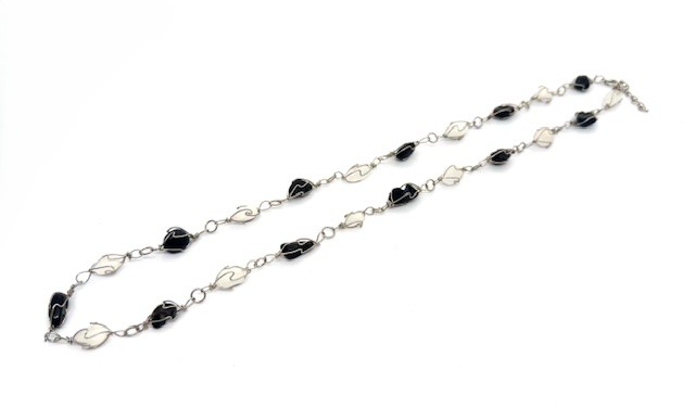 Kleine Edelsteen Ketting Onyx Milky Quartz