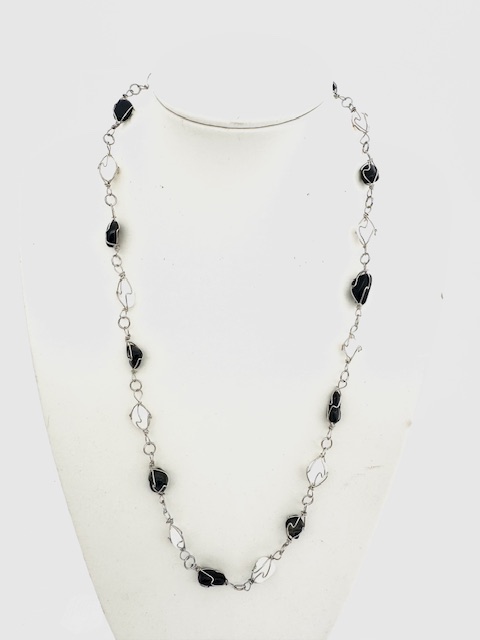 Kleine Edelsteen Ketting Onyx Milky Quartz