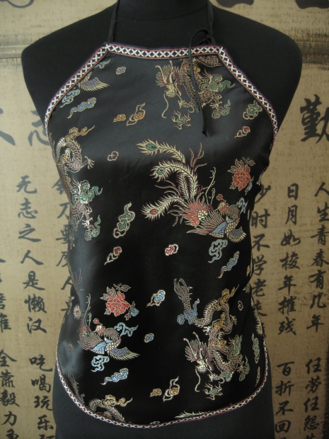 Chinese topje met draak  (zwart)
