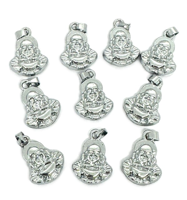 Zilver Boeddha gelukshanger 10 stuks
