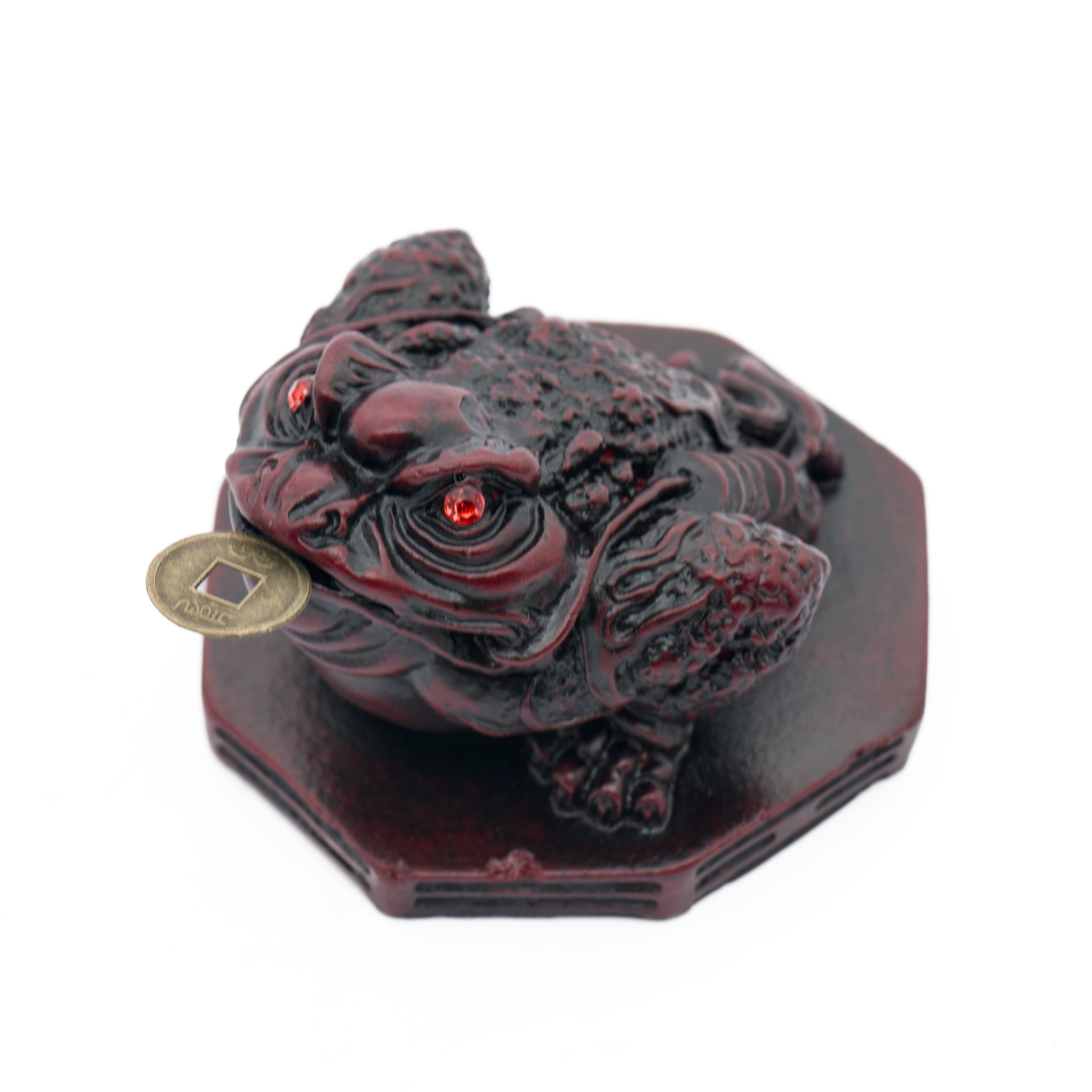 Feng Shui Kikker Rood met geluksmuntje
