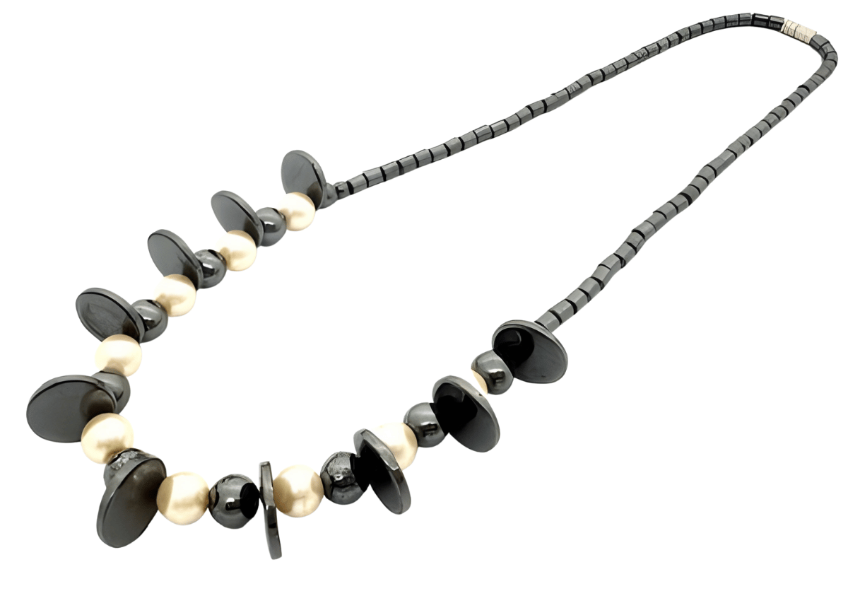 wit/zwart bollen ketting
