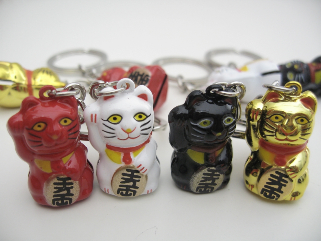 Lucky cat sleutelhangers (12 stuks)