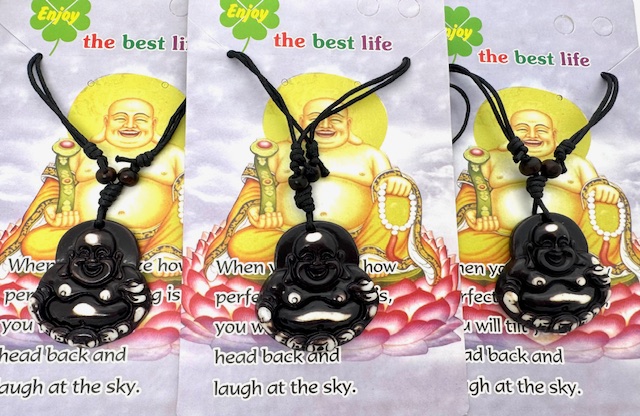 Groothandel - Bruine lachende boeddha ketting