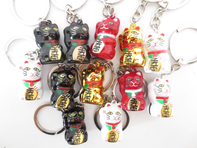 Lucky cat sleutelhangers (12 stuks)