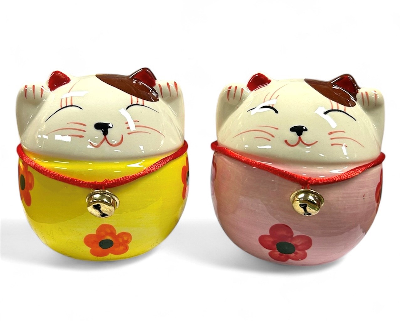 Dikke Lucky cat  rose & geel