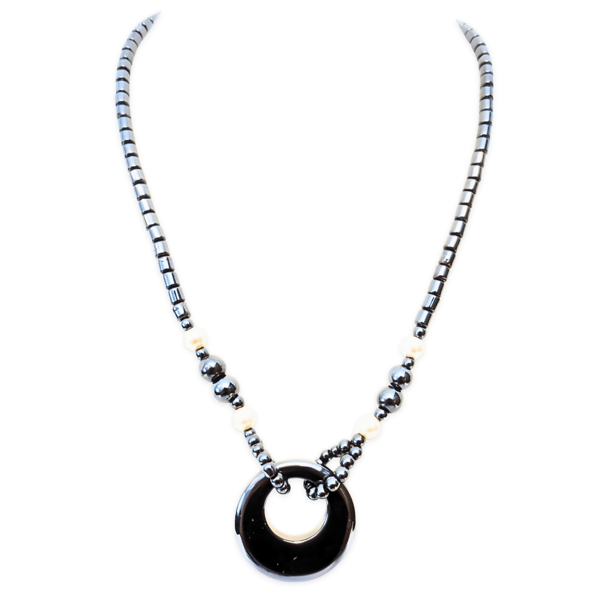 Hematiet ketting met parel