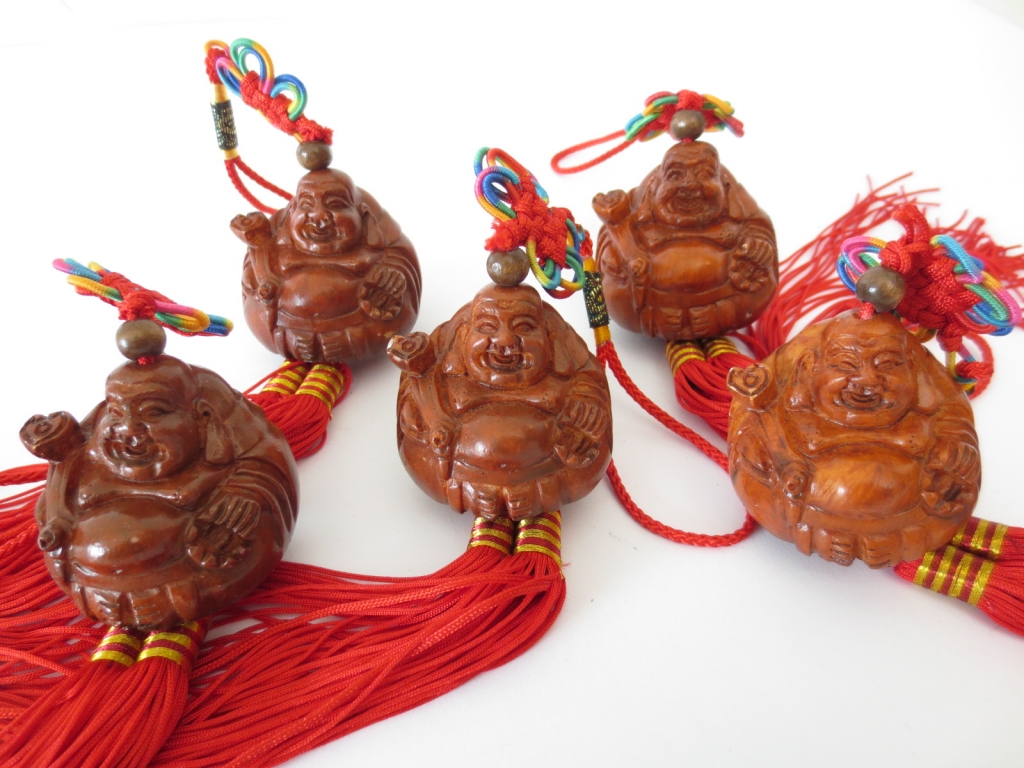 Harmonie Boedha gelukshanger bruin set van 6