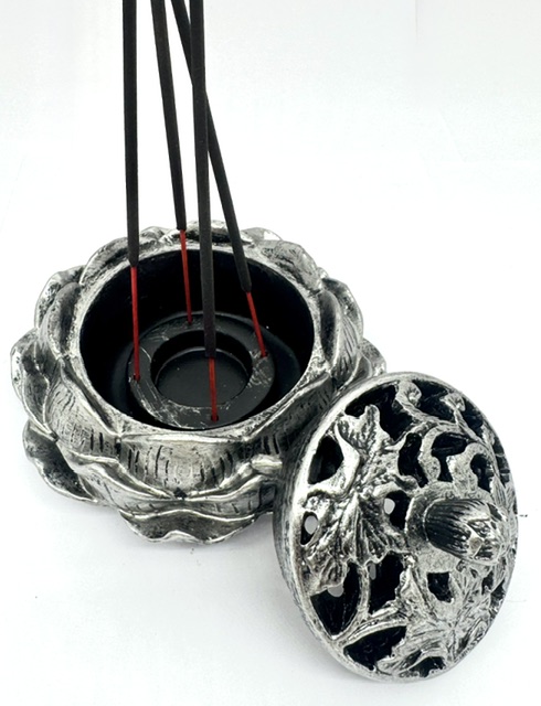 Lotus wierook/kegelbrander zilver