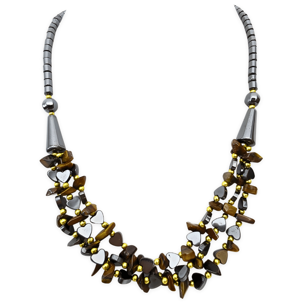 Hematiet hart ketting onyx