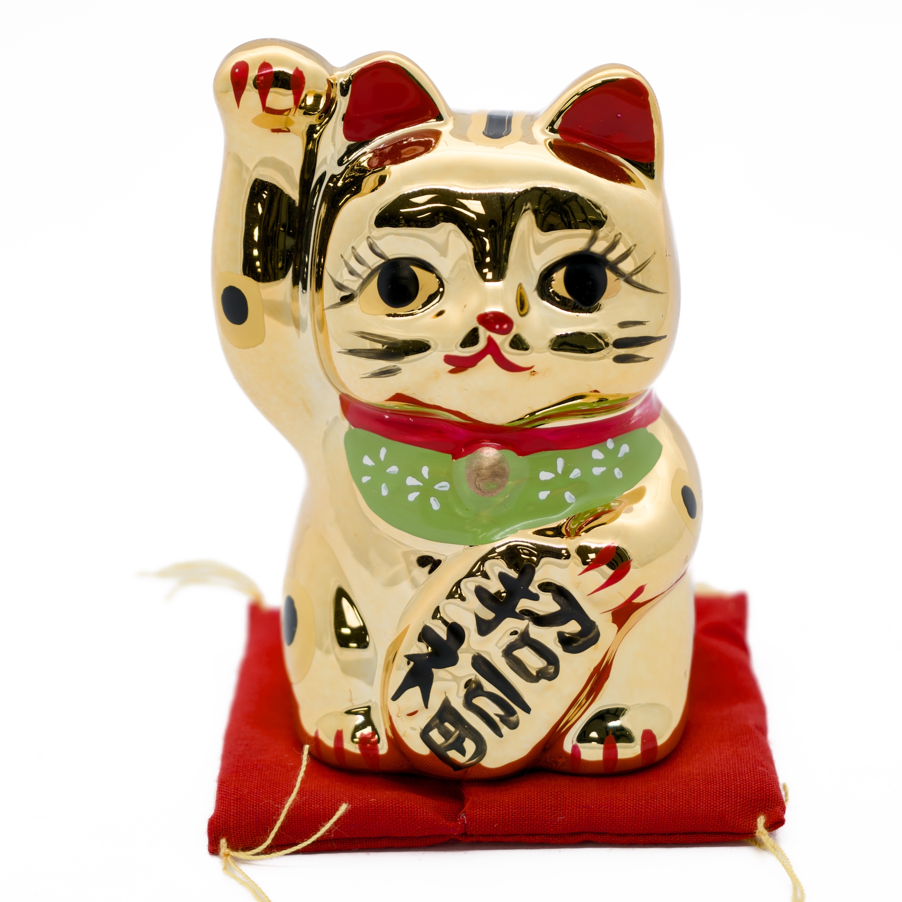 Lucky Cat Goud op kussen