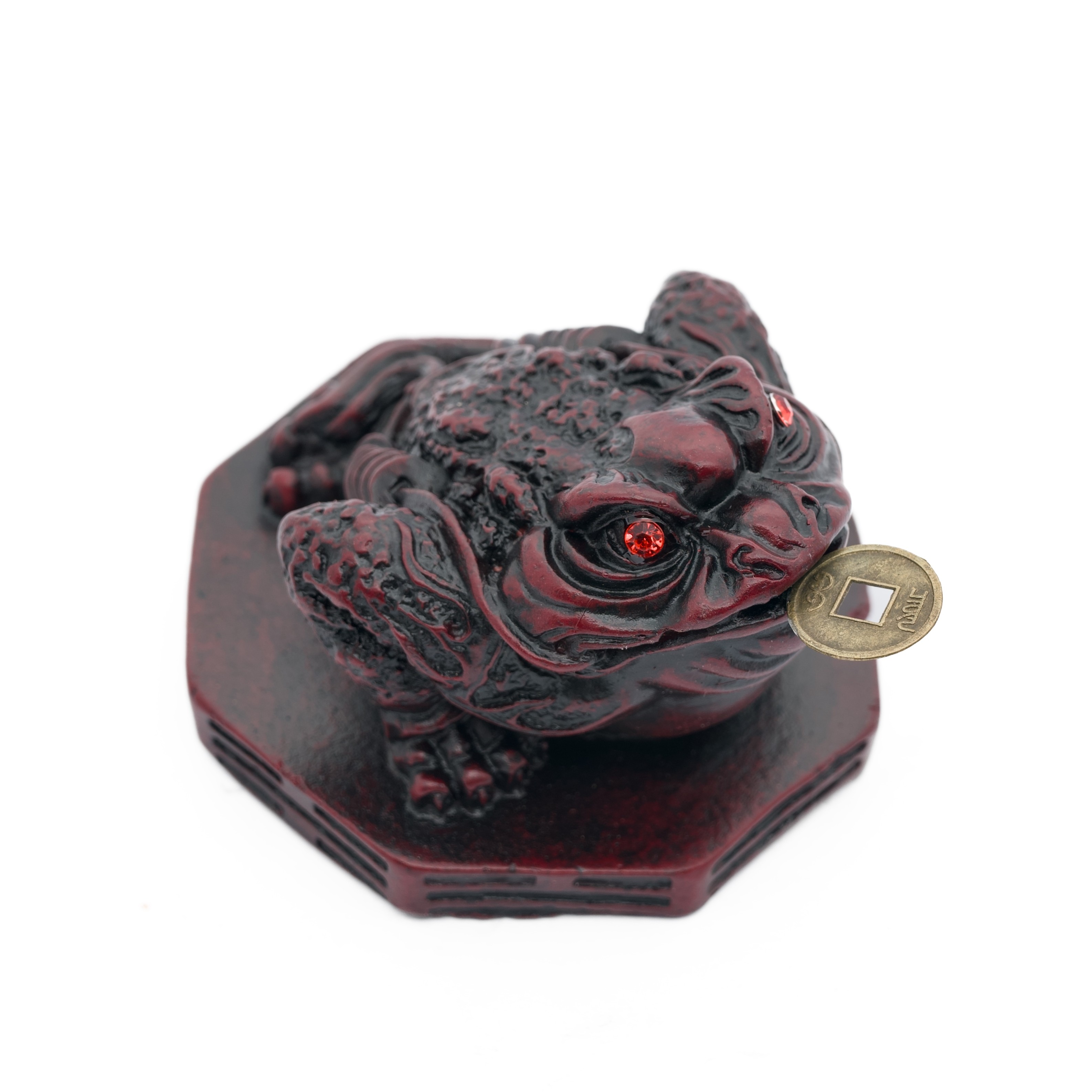 Feng Shui Kikker Rood met geluksmuntje