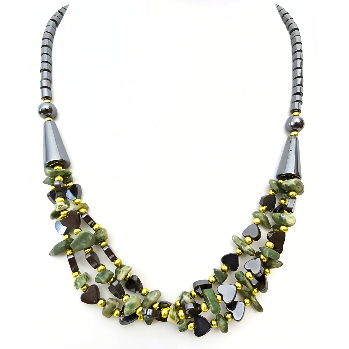 Hematiet hart ketting howlite white