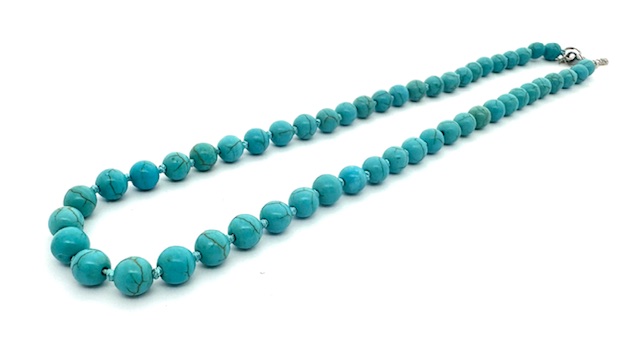 0,8cm steen kralen ketting blauwe howliet