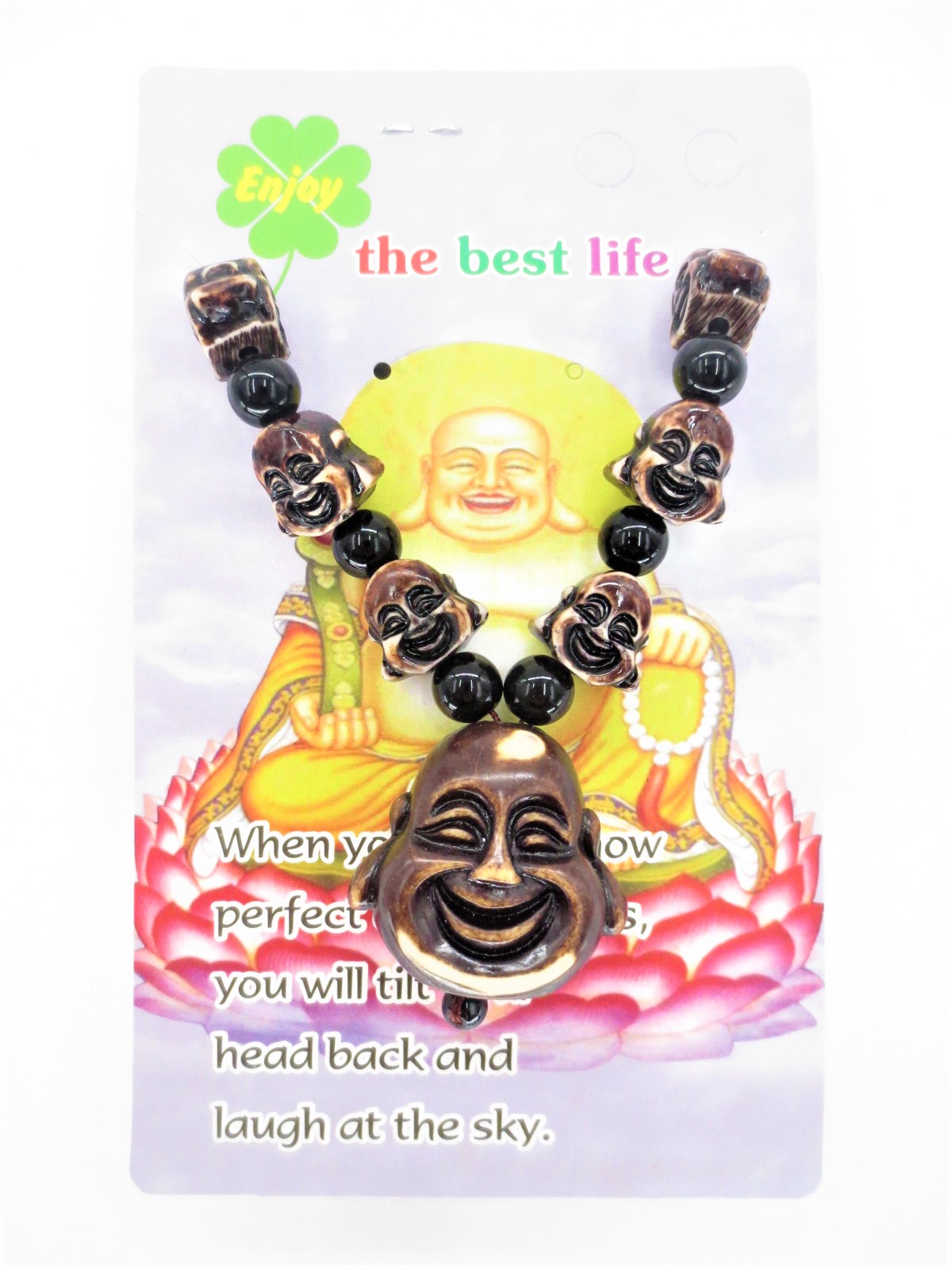 Bruin lachende boeddhahoofd ketting